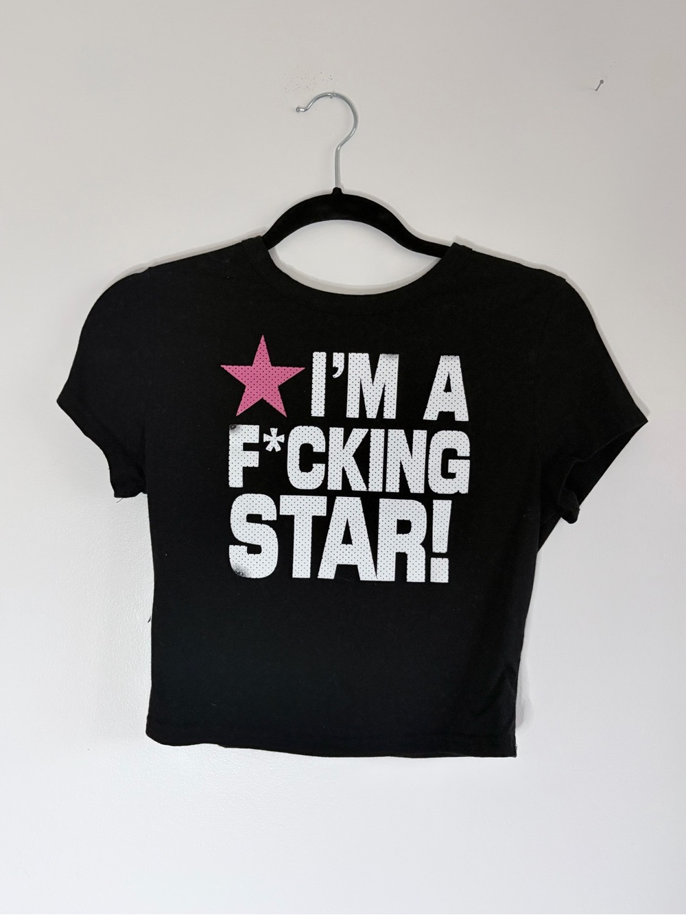 i’m a star pink black and white baby tee